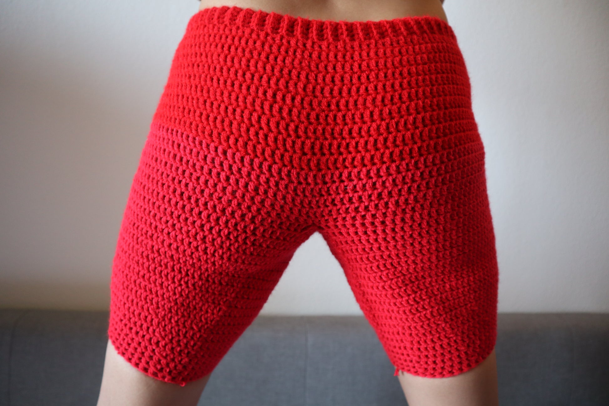 Shopdigitalgirl | Crochet Shorts | Red Crochet Biker Shorts