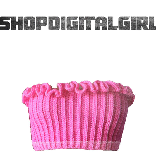 hot pink ruffles corset tube top - crocheted by digitalgirl