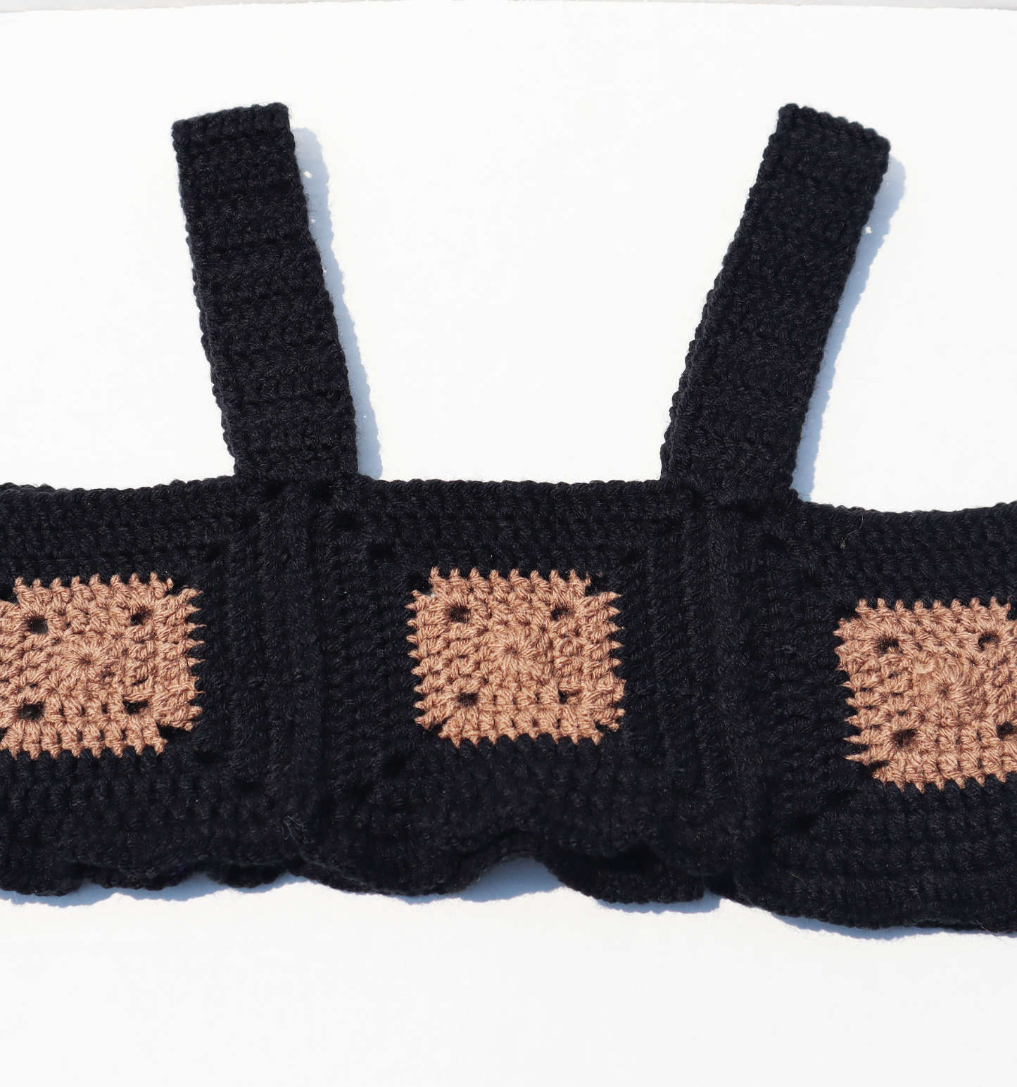 Shopdigitalgirl | Crochet Tops | Granny Square Crop Top | Black / Brown