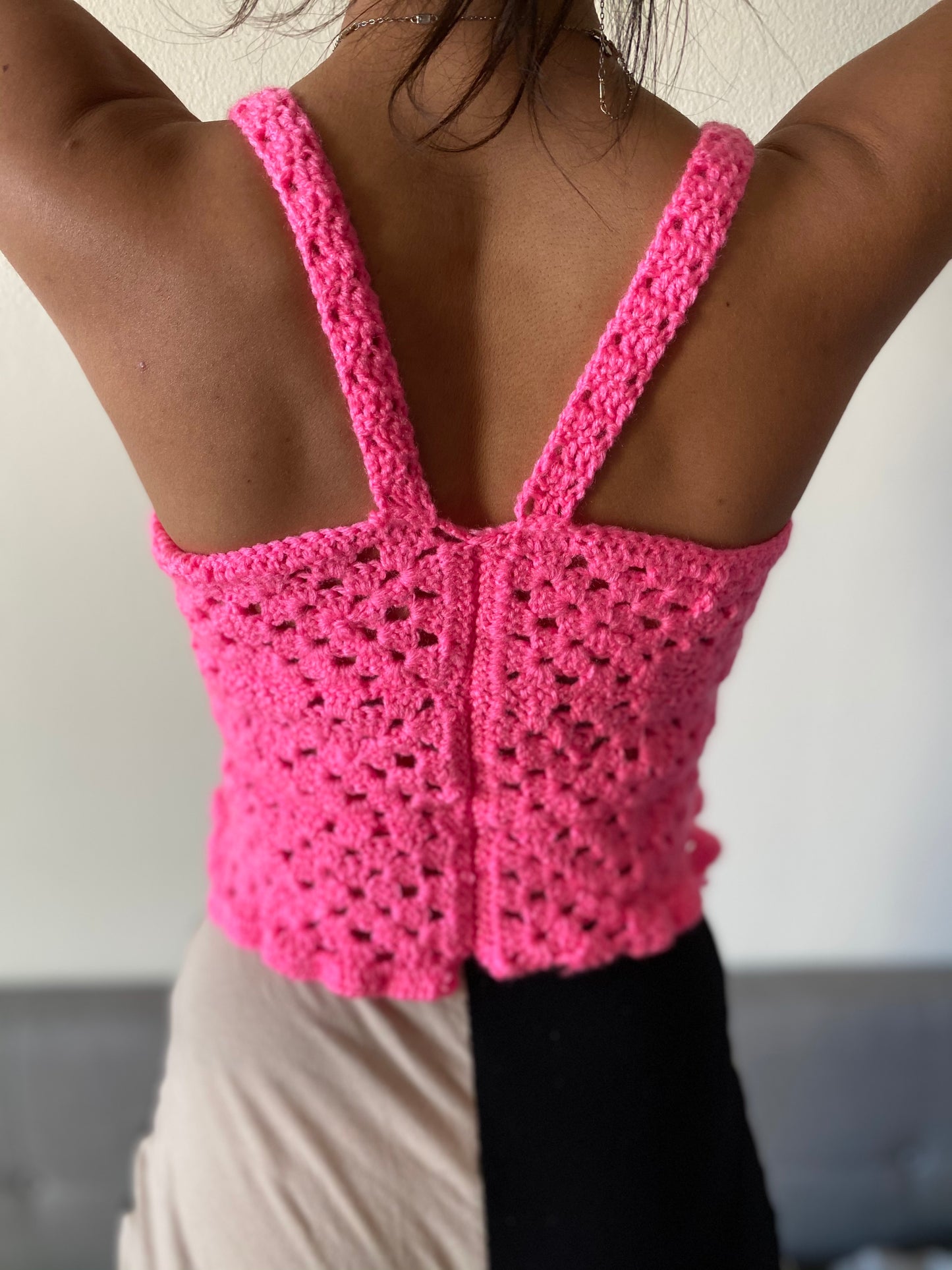 Shopdigitalgirl | Crochet Tops | Square Top | Hot Neon Pink