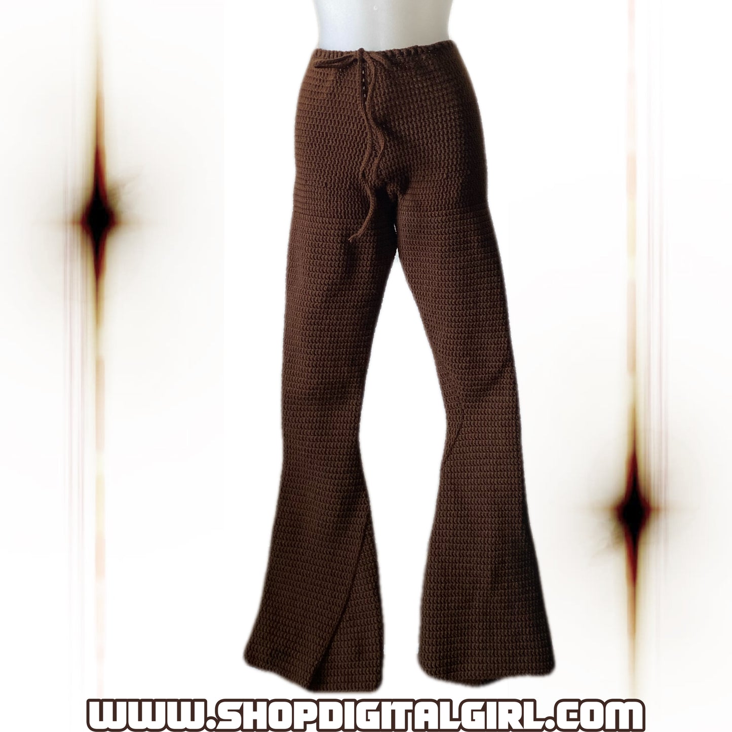 ShopDigitalGirl | Crochet Pants | Chocolate Brown