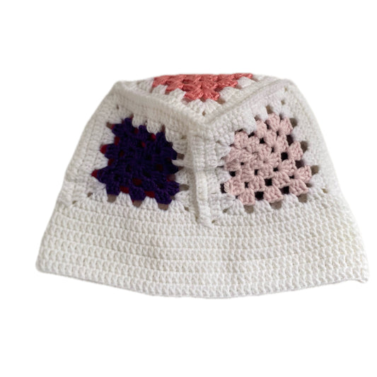 Shopdigitalgirl | Crochet Hats | White + Pink Bucket Hat