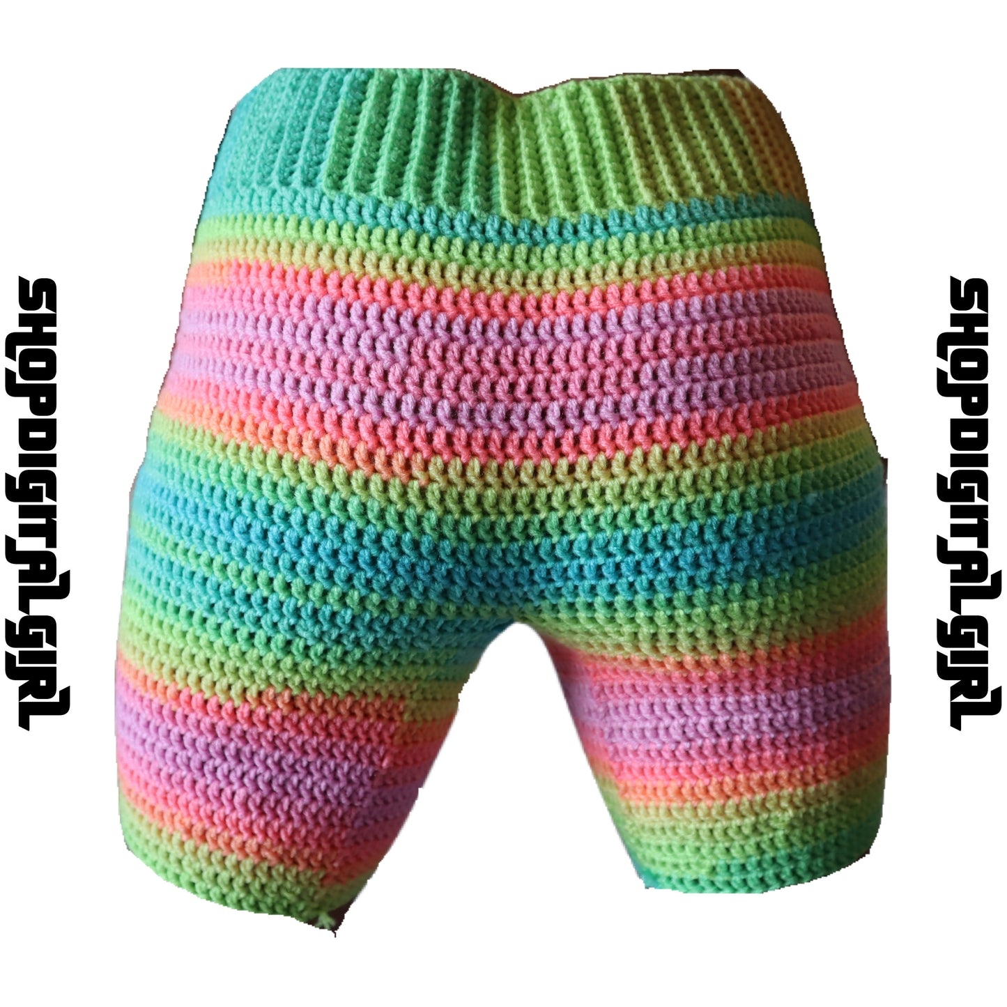 ShopDigitalGirl | Crochet Shorts | Rainbow Sherbet Shorts