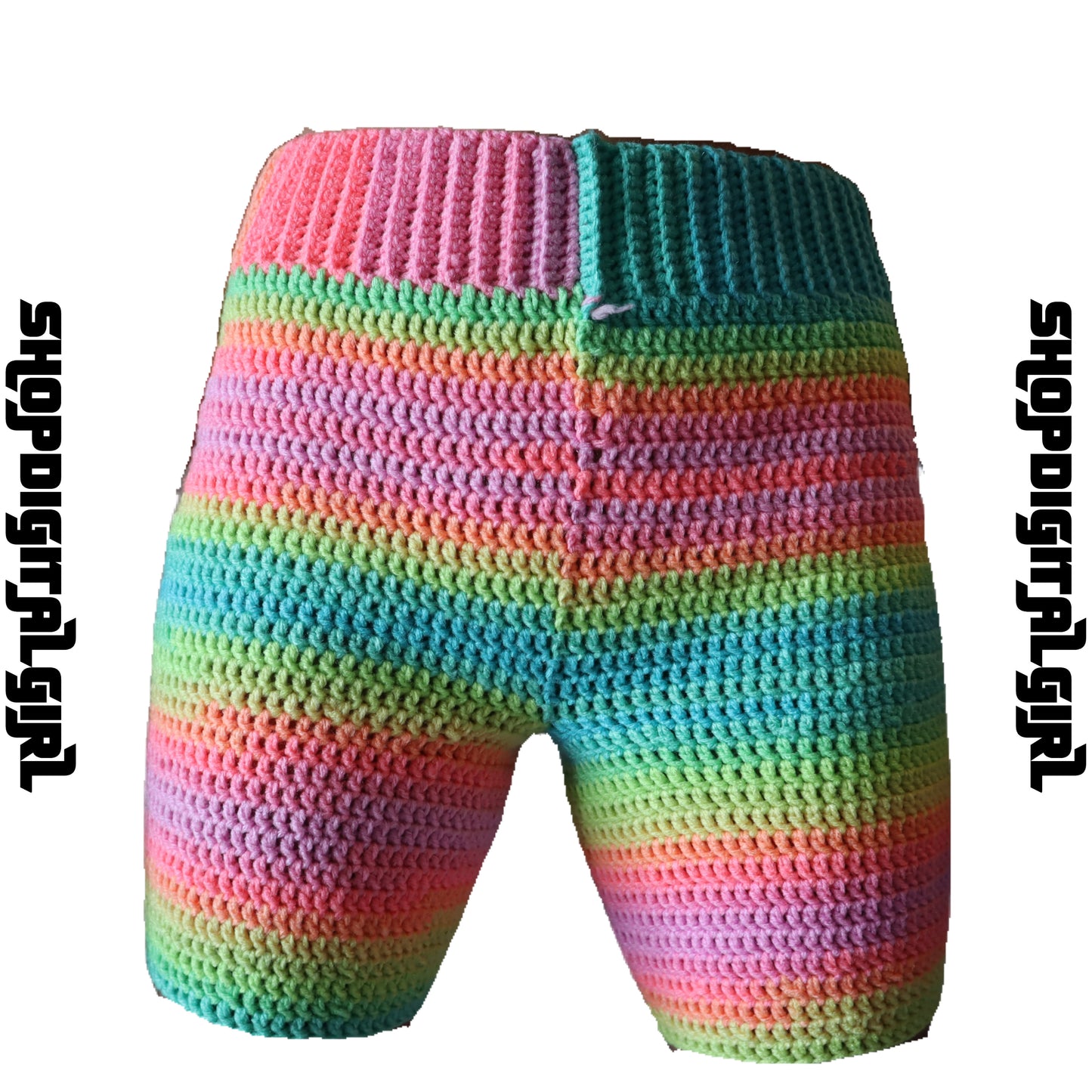 ShopDigitalGirl | Crochet Shorts | Rainbow Sherbet Shorts
