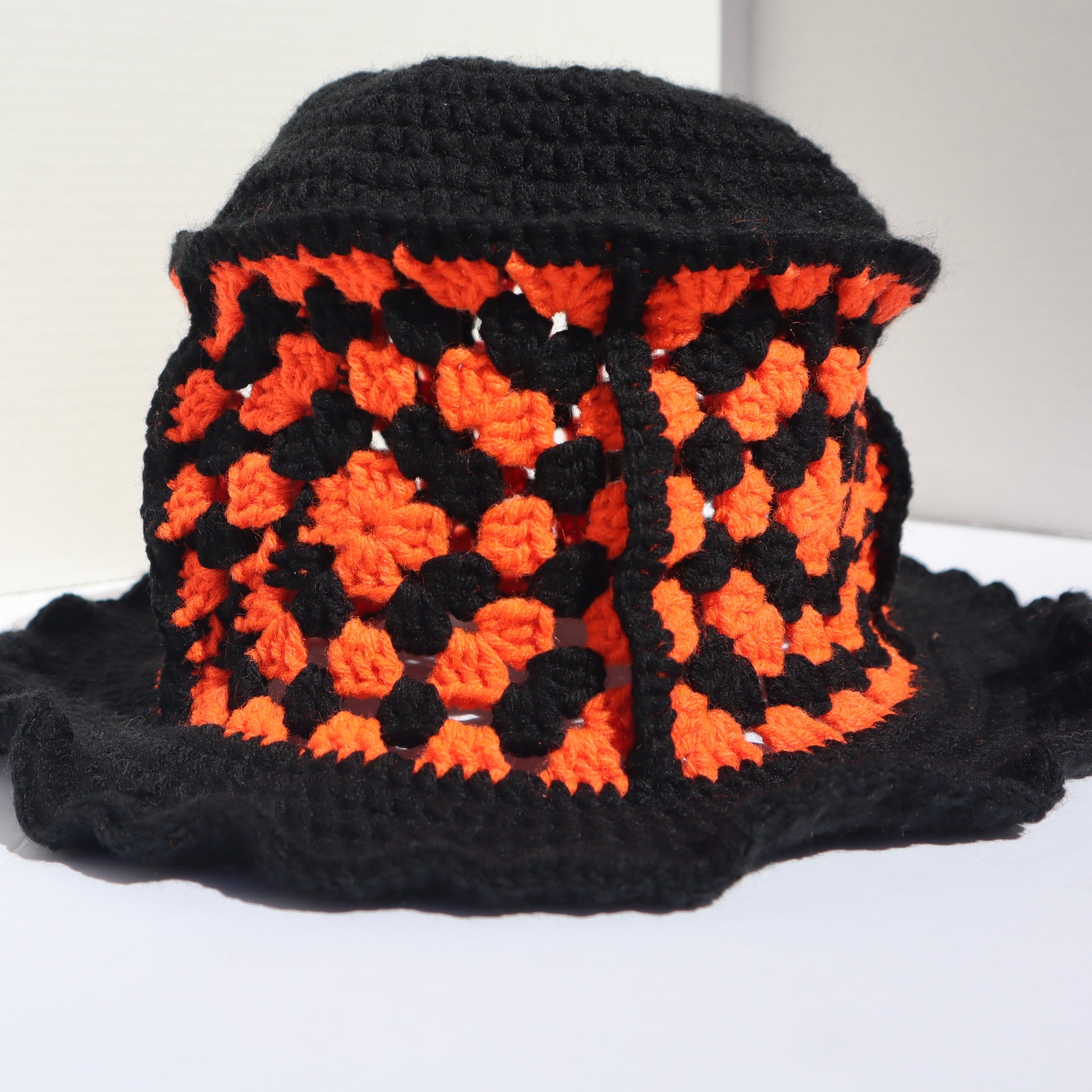Shopdigitalgirl | Crochet Hats | Floppy Bucket Hat - black / orange