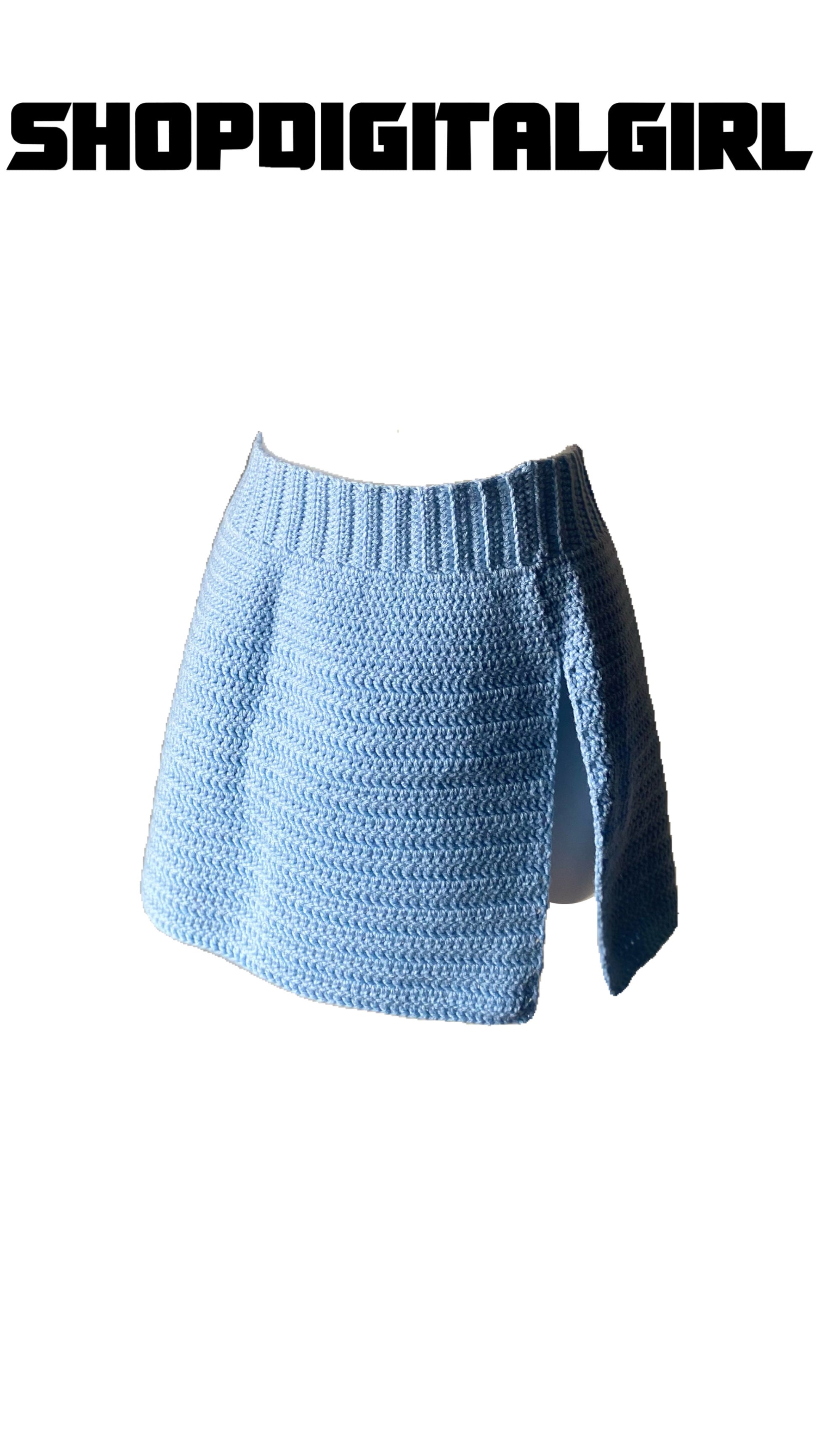 Shopdigitalgirl | Crochet Skirts | Crochet Mini Skirt | Baby Blue