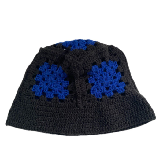 ShopDigitalGirl | Crochet Hats | Black and Blue Granny Squares