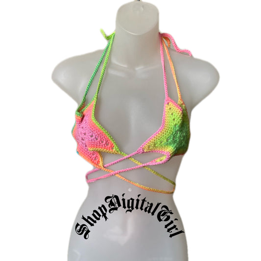 crochet star top by shop digital girl dot com - neon rainbow color