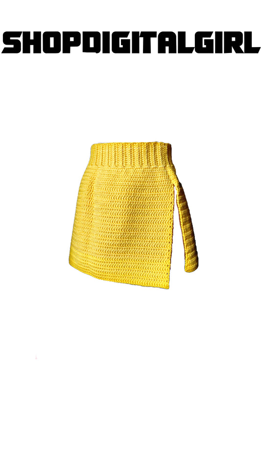 Yellow Crochet Mini Skirt
